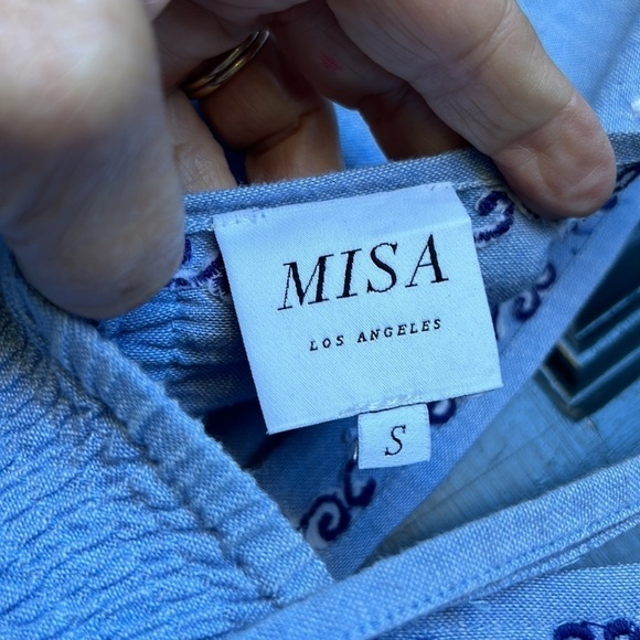 Misa Los Angeles Chantal Embroidered Cotton Chambray India Maxi Dress Small - Picture 14 of 16